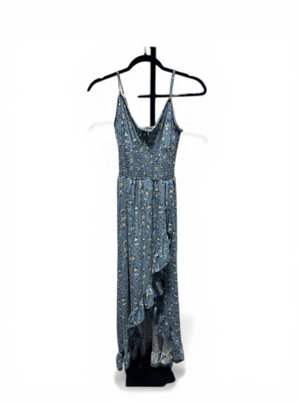 J is for Justify Blue Floral Boho Dress Sz S Prairie Festival Western Rodeo Vibe